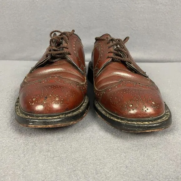 Vintage Stuart Holmes Men's US 7.5 Burgundy Leather Lace Up Brogue Dress Shoes
