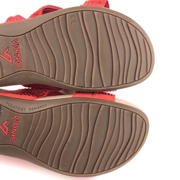 Vionic Alexis Red Suede Rhinestone Sandals 8