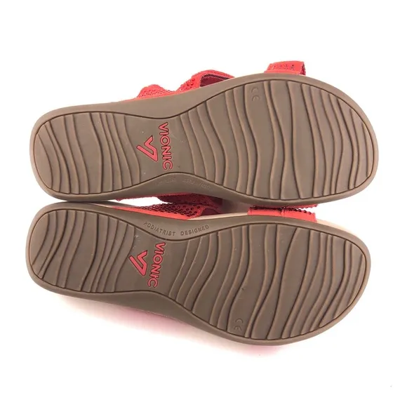 Vionic Alexis Red Suede Rhinestone Sandals 8
