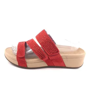 Vionic Alexis Red Suede Rhinestone Sandals 8