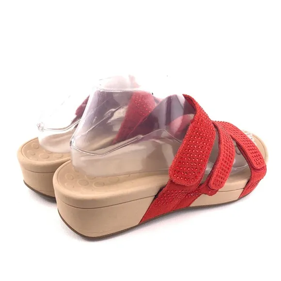 Vionic Alexis Red Suede Rhinestone Sandals 8