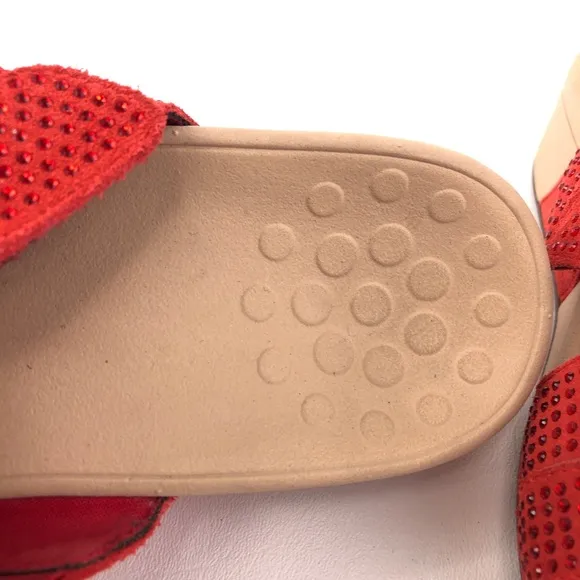 Vionic Alexis Red Suede Rhinestone Sandals 8