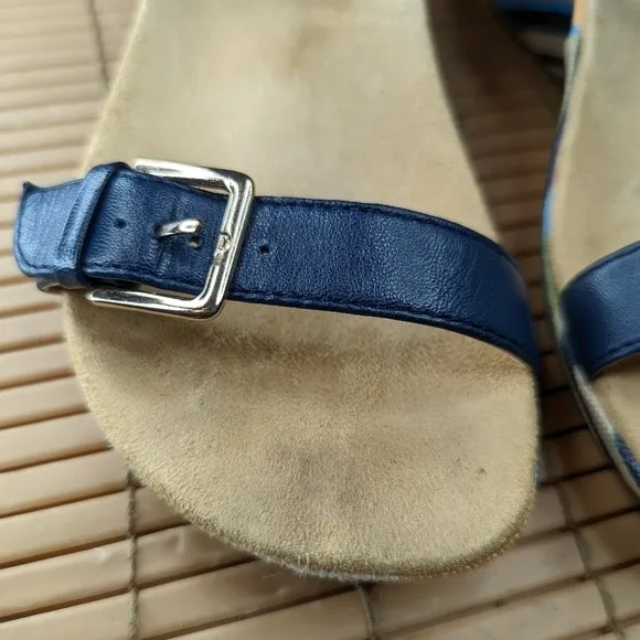 Vionic &quot;Enisa&quot; women's sz 5 open toe Orthotic Rainbow Platform two blue leather