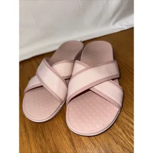 VIONIC Cross Strap Slide NEW Orthotic Sandals Women's Sz 8 Pink