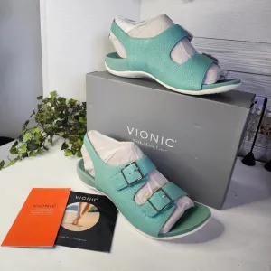 Vionic Leather Adjustable Buckle Sandals Albie Wasabi NWB