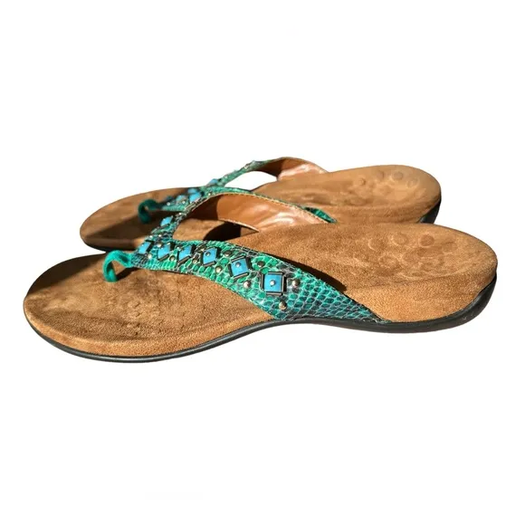 Vionic Lucia Women's Toe-post Orthotic Sandal Size 9 Size 10 Green Blue Arch