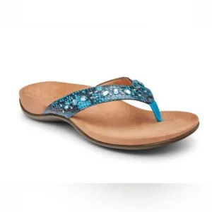 Vionic Lucia Women's Toe-post Orthotic Sandal Size 9 Size 10 Green Blue Arch