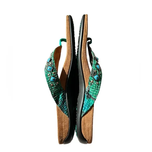 Vionic Lucia Women's Toe-post Orthotic Sandal Size 9 Size 10 Green Blue Arch