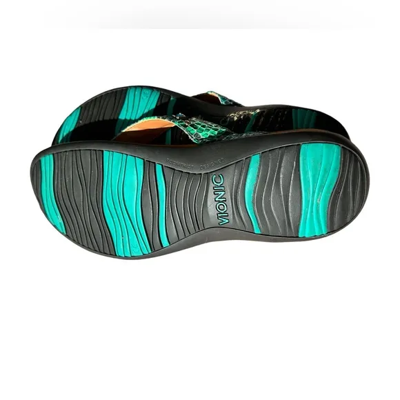 Vionic Lucia Women's Toe-post Orthotic Sandal Size 9 Size 10 Green Blue Arch