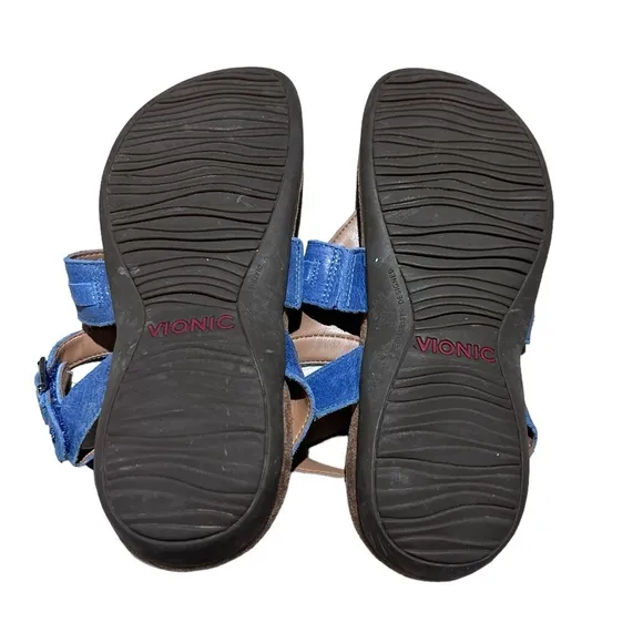 Vionic Lupe Sandals Blue Size 7 Vionic Orthotic Leather Sandals