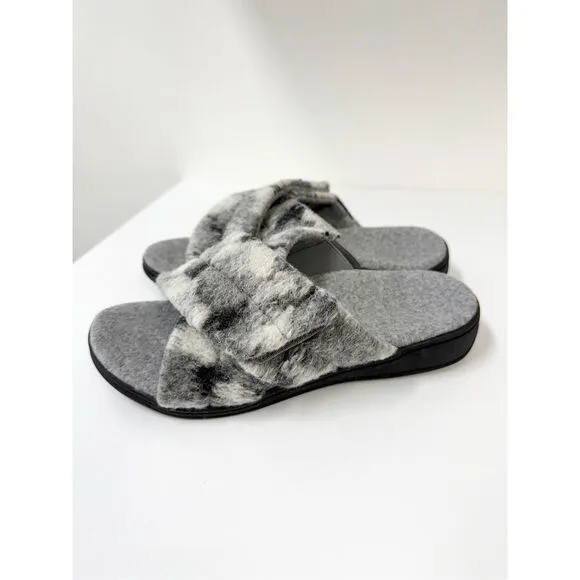 Vionic Relax II Women's Orthotic Slide Slippers Grey Multi Camo Felt 7