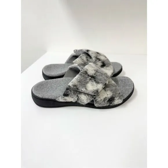 Vionic Relax II Women's Orthotic Slide Slippers Grey Multi Camo Felt 7