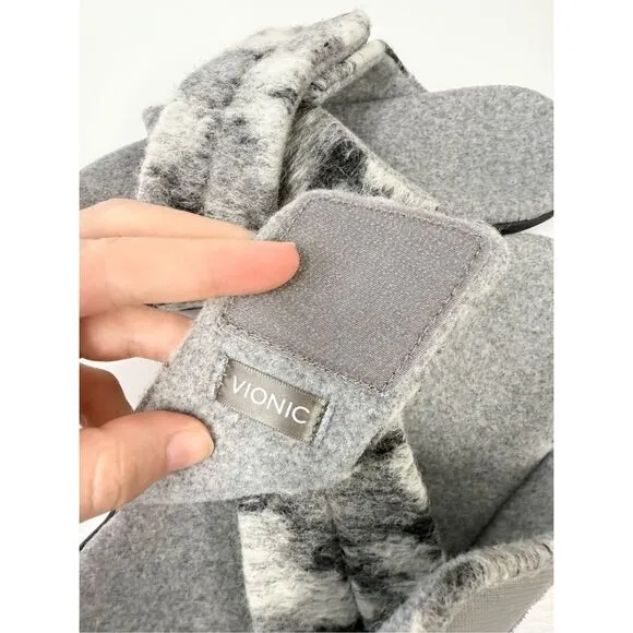 Vionic Relax II Women's Orthotic Slide Slippers Grey Multi Camo Felt 7