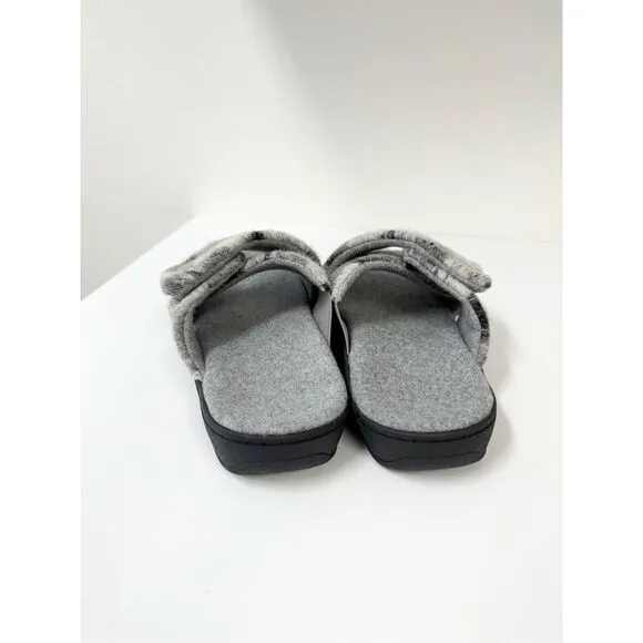 Vionic Relax II Women's Orthotic Slide Slippers Grey Multi Camo Felt 7