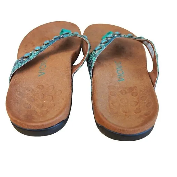 Vionic Rest Floriana Toe-Post Sandal - Teal Snake Size 7