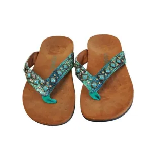 Vionic Rest Floriana Toe-Post Sandal - Teal Snake Size 7