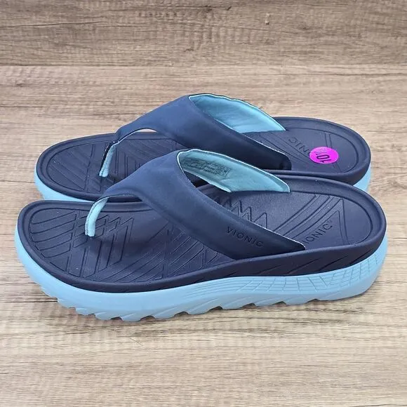 Vionic Restore Men's Size 10.5 Blue Recovery Orthotic Flip Flop Sandals NEW