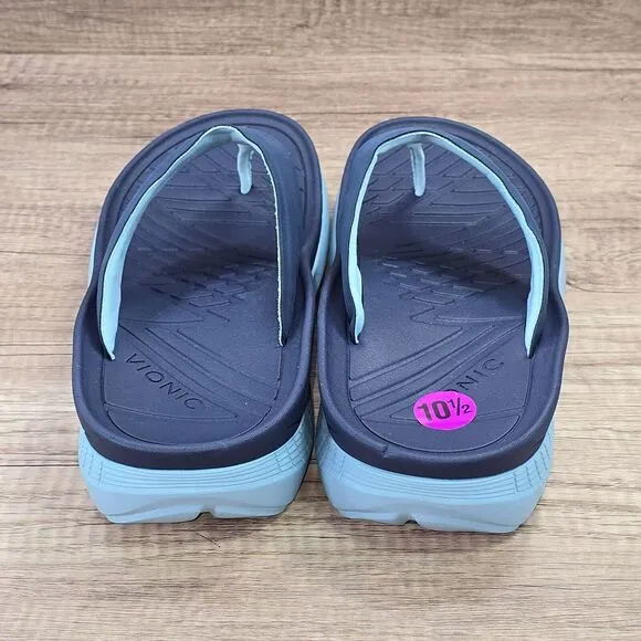 Vionic Restore Men's Size 10.5 Blue Recovery Orthotic Flip Flop Sandals NEW