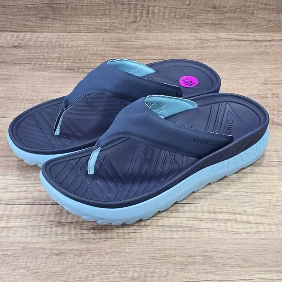 Vionic Restore Men's Size 10.5 Blue Recovery Orthotic Flip Flop Sandals NEW