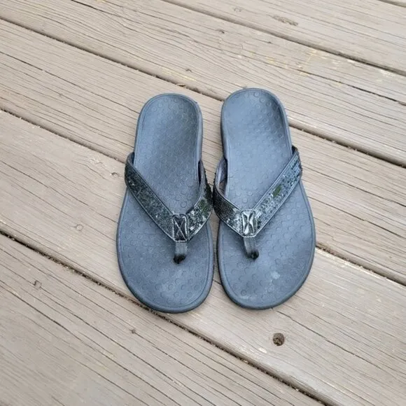 Vionic Tide Black Sequin Flip Flop Thong Sandals Size Woman's 41