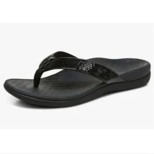 Vionic Tide Black Sequin Flip Flop Thong Sandals Size Woman's 41