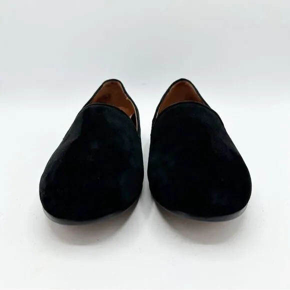 Vionic Willa Slip-on Black Suede Leather Flat Black Comfort Shoe 6.5 WIDE