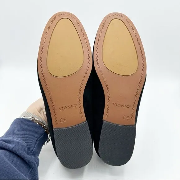 Vionic Willa Slip-on Black Suede Leather Flat Black Comfort Shoe 6.5 WIDE