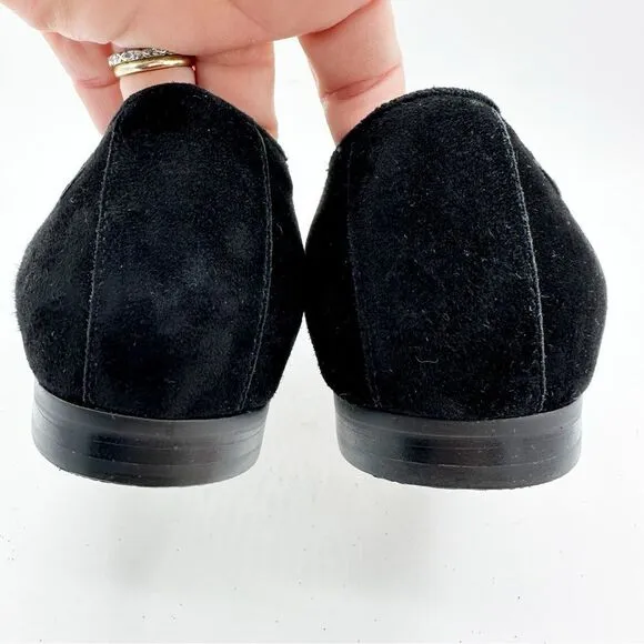 Vionic Willa Slip-on Black Suede Leather Flat Black Comfort Shoe 6.5 WIDE