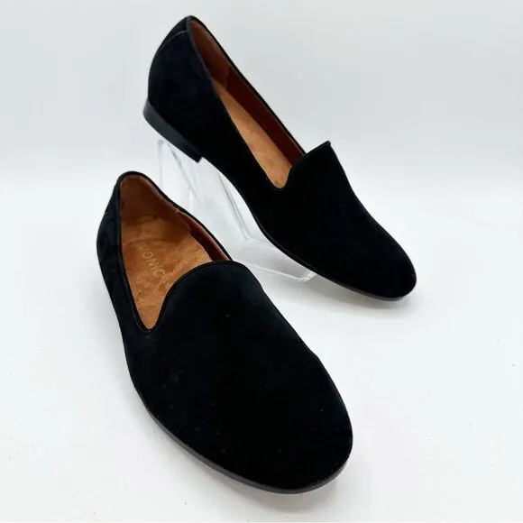 Vionic Willa Slip-on Black Suede Leather Flat Black Comfort Shoe 6.5 WIDE