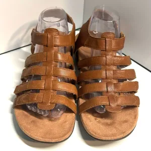 Vionic Women's Mocha Tan Harissa Leather Sandal in Size 10