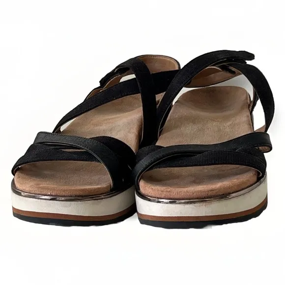 Vionic Women’s Phoenix Kellyn Backstrap Platform Sandals Black &amp; White Size 8.5