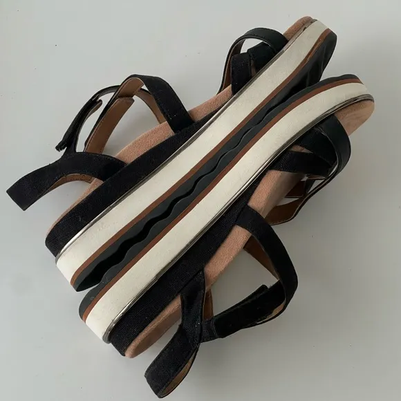 Vionic Women’s Phoenix Kellyn Backstrap Platform Sandals Black &amp; White Size 8.5