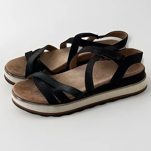Vionic Women’s Phoenix Kellyn Backstrap Platform Sandals Black &amp; White Size 8.5