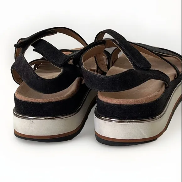 Vionic Women’s Phoenix Kellyn Backstrap Platform Sandals Black &amp; White Size 8.5