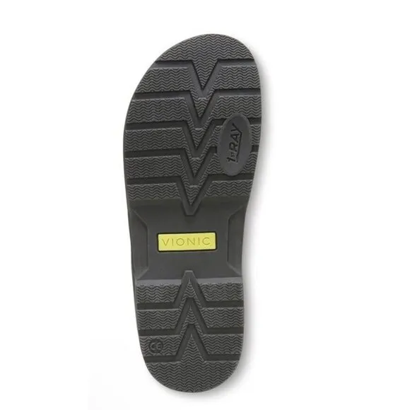 Vionic Wyatt Sandals Mens 9 Charcoal Gray Flip Flops Arch Support Orthotic New
