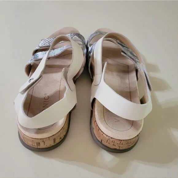 VIONIC® Women’s Colleen Cream Boa Metallic Leather Sandals