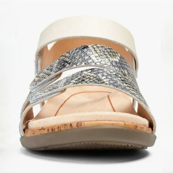 VIONIC® Women’s Colleen Cream Boa Metallic Leather Sandals
