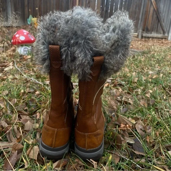 Waterproof winter boots fur brown leather Snow creek tall polar boot merrell