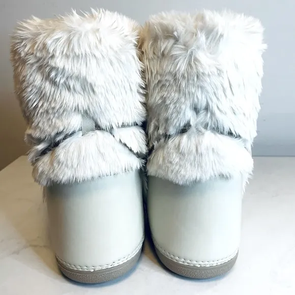 Winter snow boots for Women Mid-Calf Lace-Up Faux Rabbit Fur