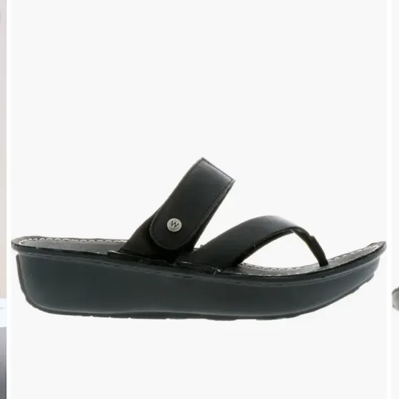 Wolky NEW Tahiti platform sandals black leather comfort shoes Size 6 (37 EU)