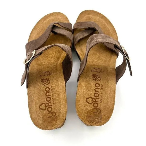 Yokono Women's wedge leather Sandals Made In Spain Size 9 boho coastal grandma