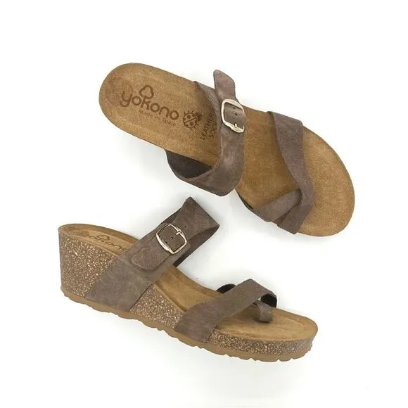 Yokono Women's wedge leather Sandals Made In Spain Size 9 boho coastal grandma