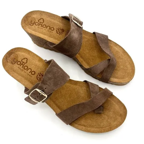 Yokono Women's wedge leather Sandals Made In Spain Size 9 boho coastal grandma