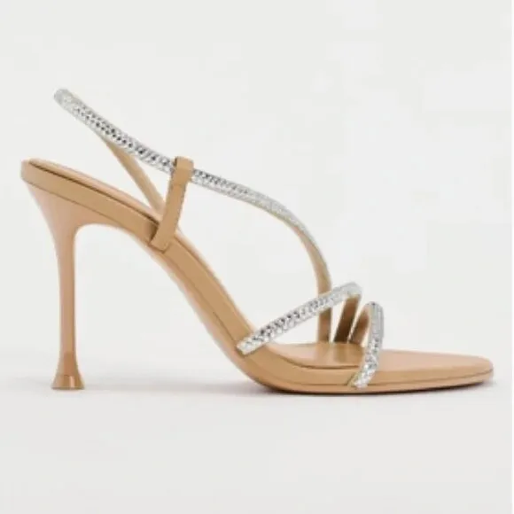 ZARA HEELED SANDALS WITH RHINESTONE STRAPS Size 6 US (36) NEW WITH TAG!