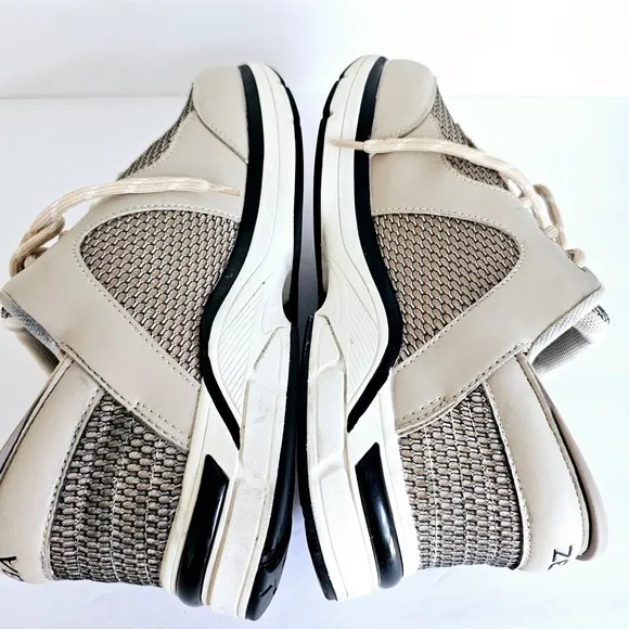 Zeba Mens Hands Free Adaptive Step In Shoes Wide Beige Leather Mesh Sz 8 Sh674.2