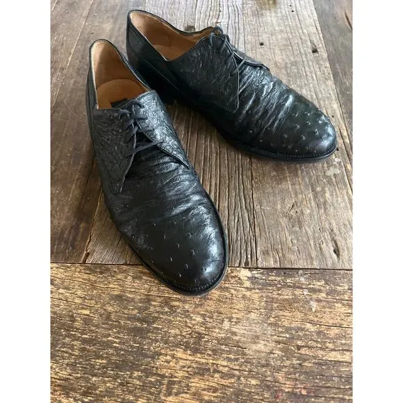 Zelli Made in Italy Ostrich Quill Oxford Casual Dress Shoes Size 8 M JP