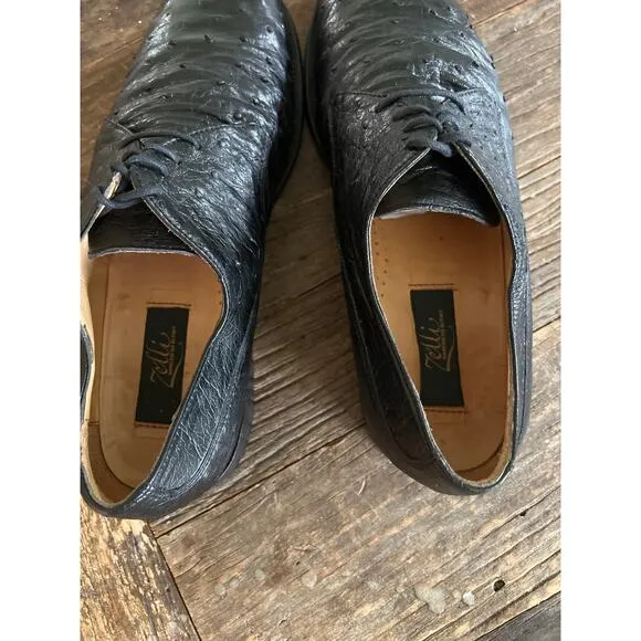 Zelli Made in Italy Ostrich Quill Oxford Casual Dress Shoes Size 8 M JP